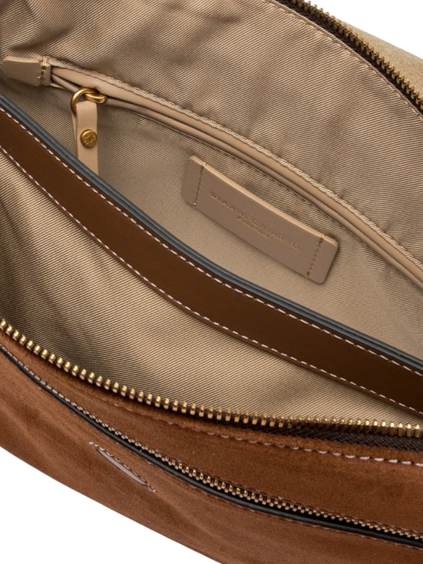 Cognacfarbene Velour-Tasche von Gianni Chiarini – Ansicht 5
