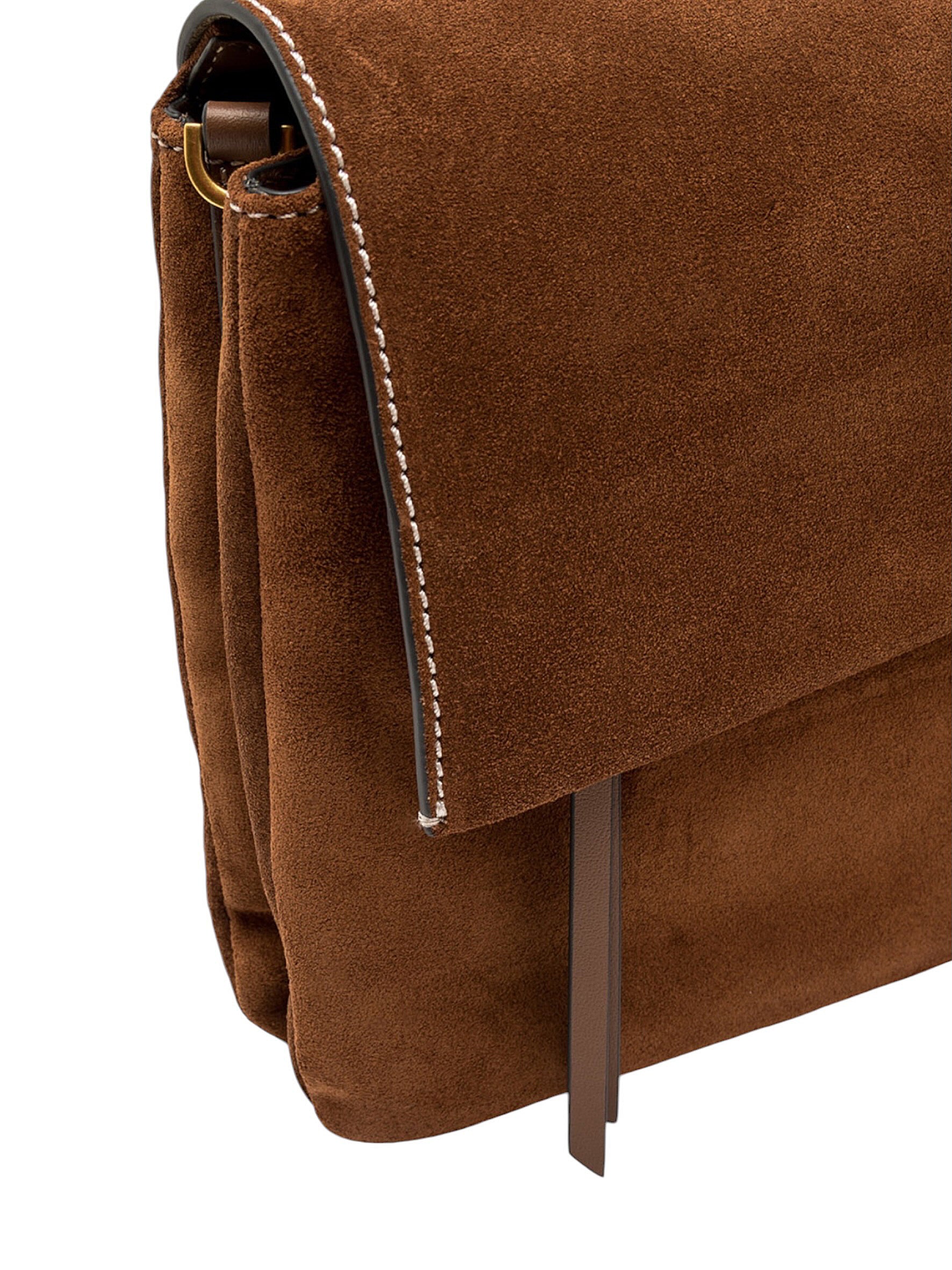 Cognacfarbene Velour-Tasche von Gianni Chiarini – Ansicht 6
