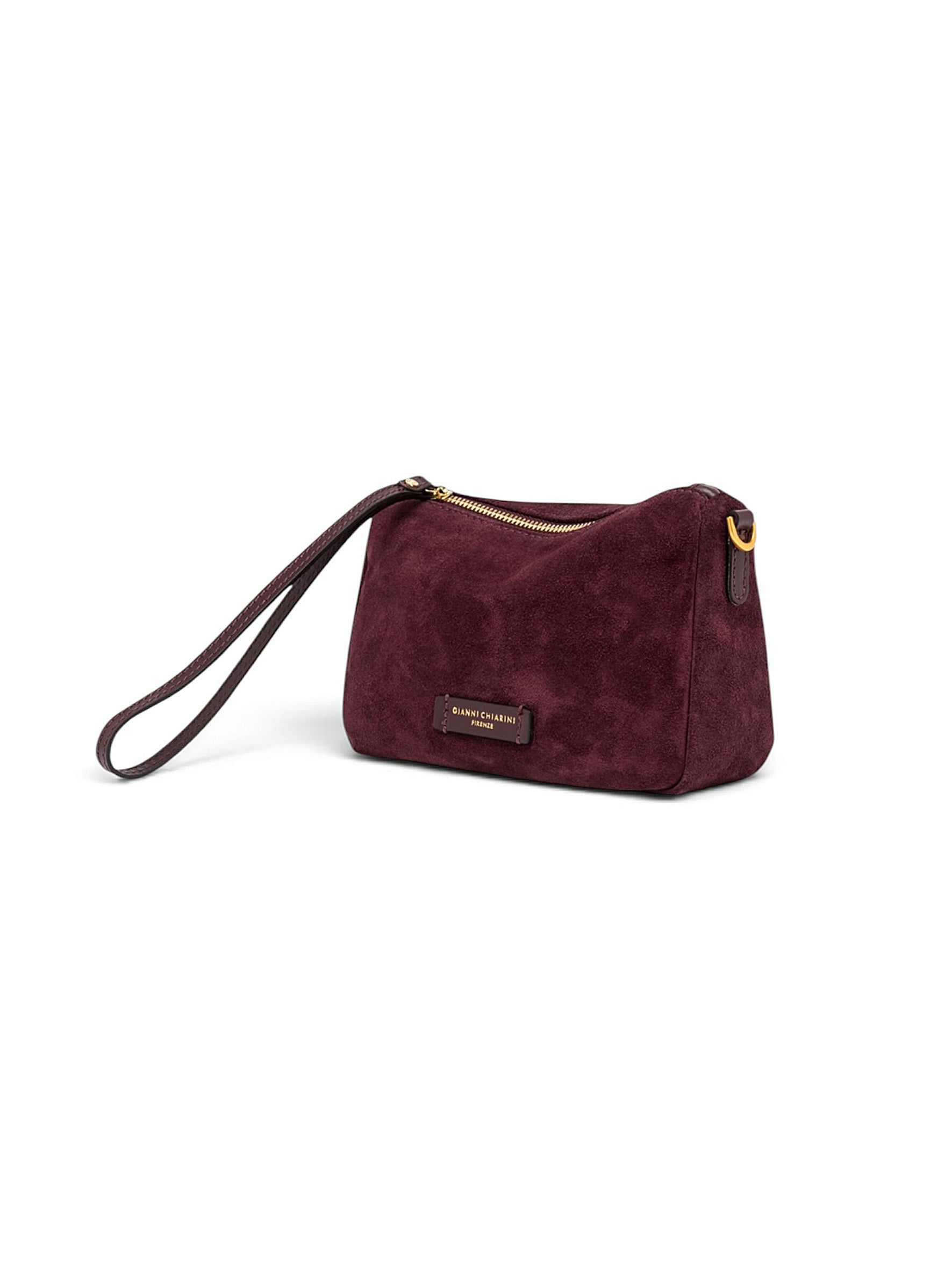 Kleine, bordeauxfarbene Velour-Tasche von Gianni Chiarini – Ansicht 4