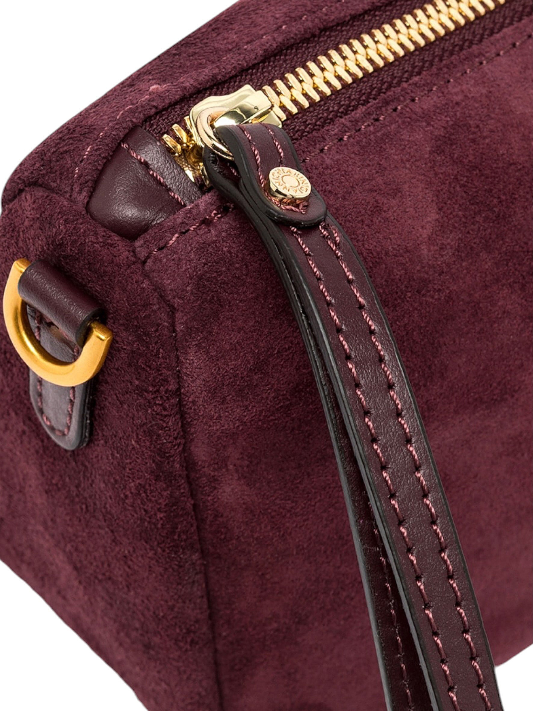 Kleine, bordeauxfarbene Velour-Tasche von Gianni Chiarini – Ansicht 6