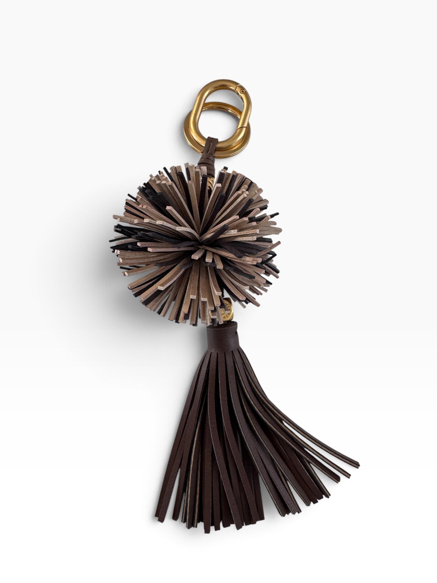 Braun-sandfarbener Taschenanhänger „Lion“ von Gianni Chiarini