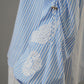 Blau/Weiß gestreifte Bluse mit gerafftem Arm