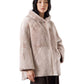 Camelfarbene wendbare Lammfelljacke mit Kapuze von Werner Christ