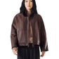 Dunkelbraune wendbare Lammfelljacke mit Stehkragen von Werner Christ