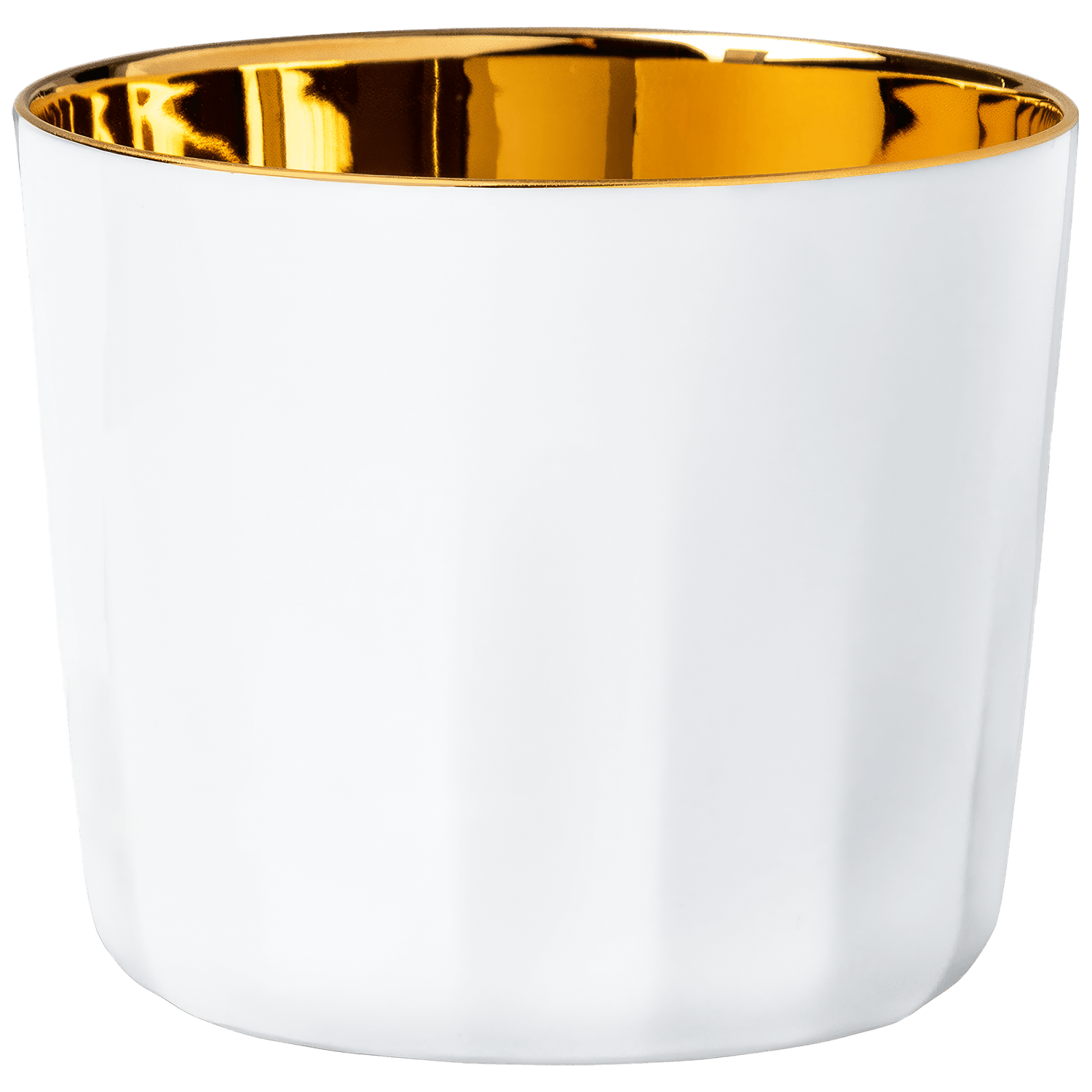 Weißer Champagnerbecher „Facets“ mit Facettenrelief von Sieger by Fürstenberg – Ansicht 2