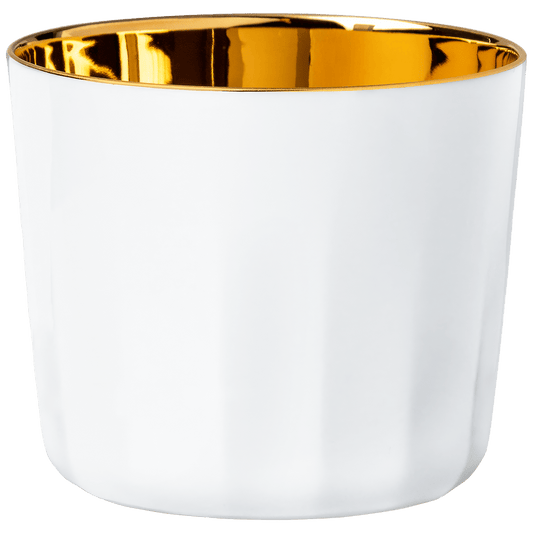 Weißer Champagnerbecher „Facets“ mit Facettenrelief von Sieger by Fürstenberg – Ansicht 2