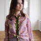 Fliederfarbene multicolor Seidenbluse