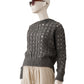 Grey chunky knit sweater with lurex threads