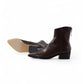 Espressofarbene Softleder Stiefelette mit Absatz