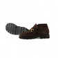 Dark brown mid-height velor loafer with bridle