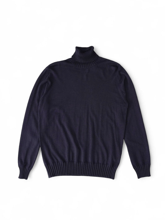 Dunkelblauer Rollkragenpullover aus Kaschmir und Seide von Fioroni
