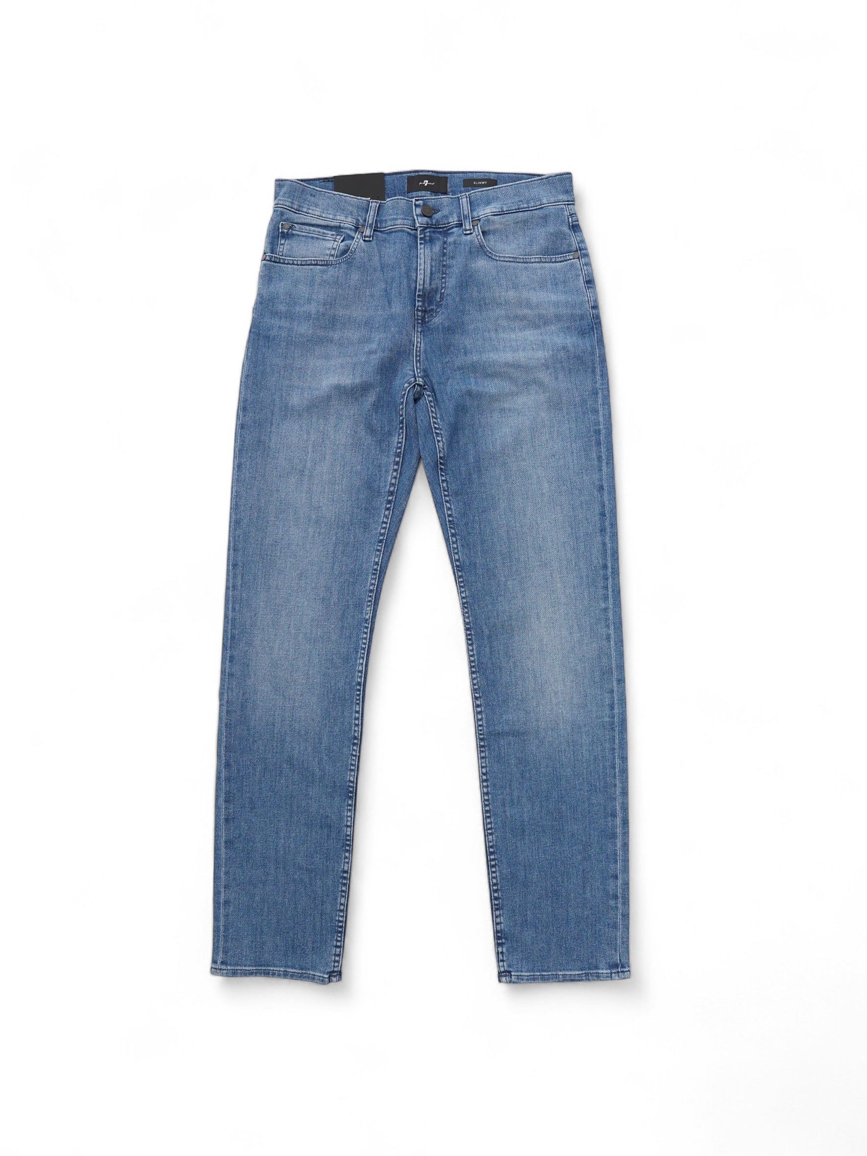 Mittelblaue Slimmy-Jeans mit Stretch von 7 For All Mankind – Ansicht 3