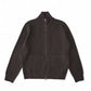 Dunkelbraune, gerippte Strickjacke aus extrafeiner Merinowolle