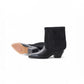 Schwarzer Leder-Stiefel, verwandelbar zur Stiefelette, von Bibi Lou
