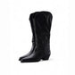 Schwarzer Leder-Stiefel, verwandelbar zur Stiefelette, von Bibi Lou – Ansicht 2