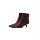 Dark brown suede ankle boots with heel