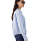 Hellblaue, kurz geschnittene Flanell-Bluse von Henry Christ