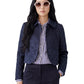 Dunkelblaue Kurzjacke mit Bubikragen und Struktur von ODEEH
