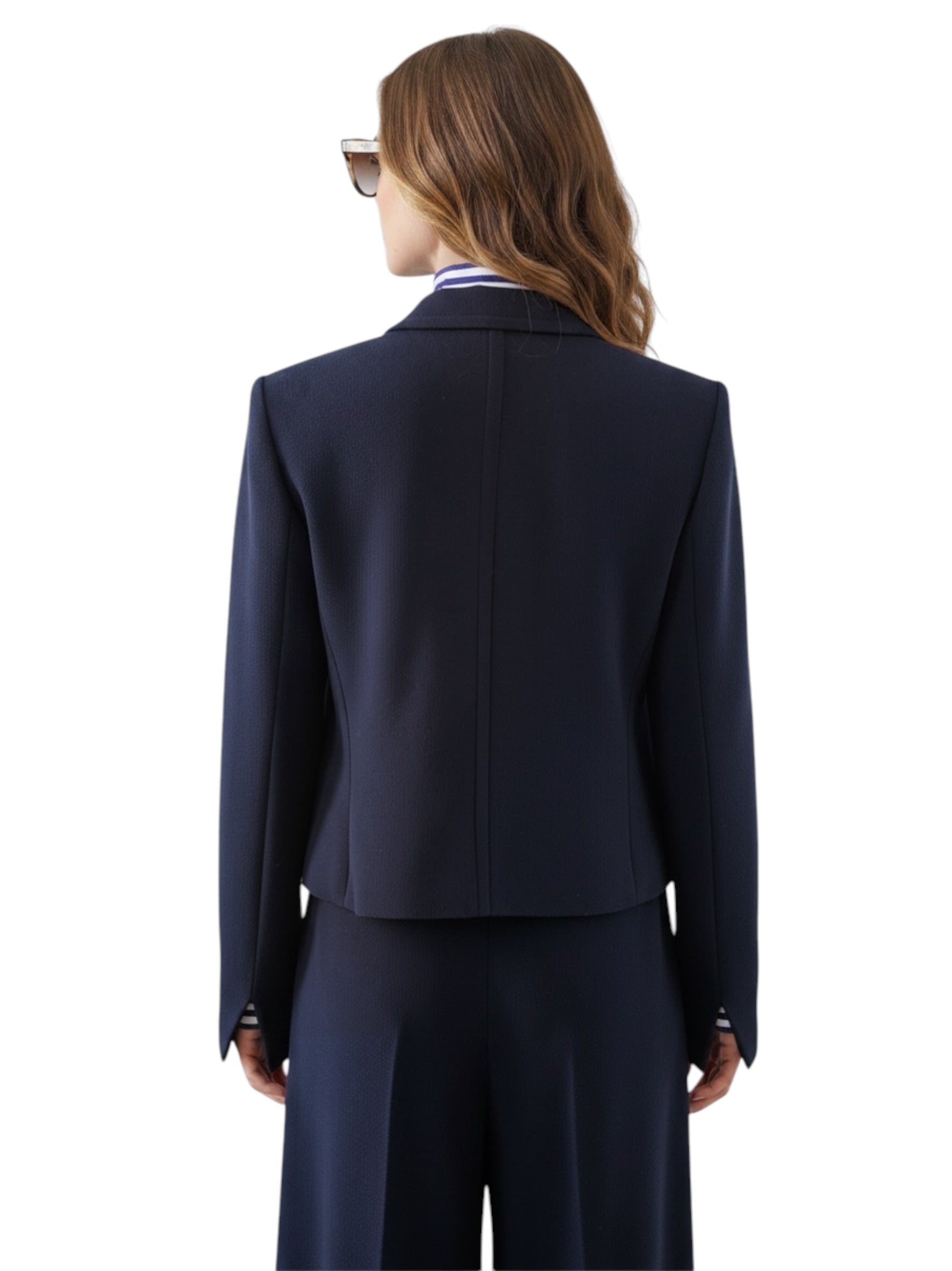 Dunkelblauer Kurz-Blazer mit vier Taschen von ODEEH – Ansicht 2