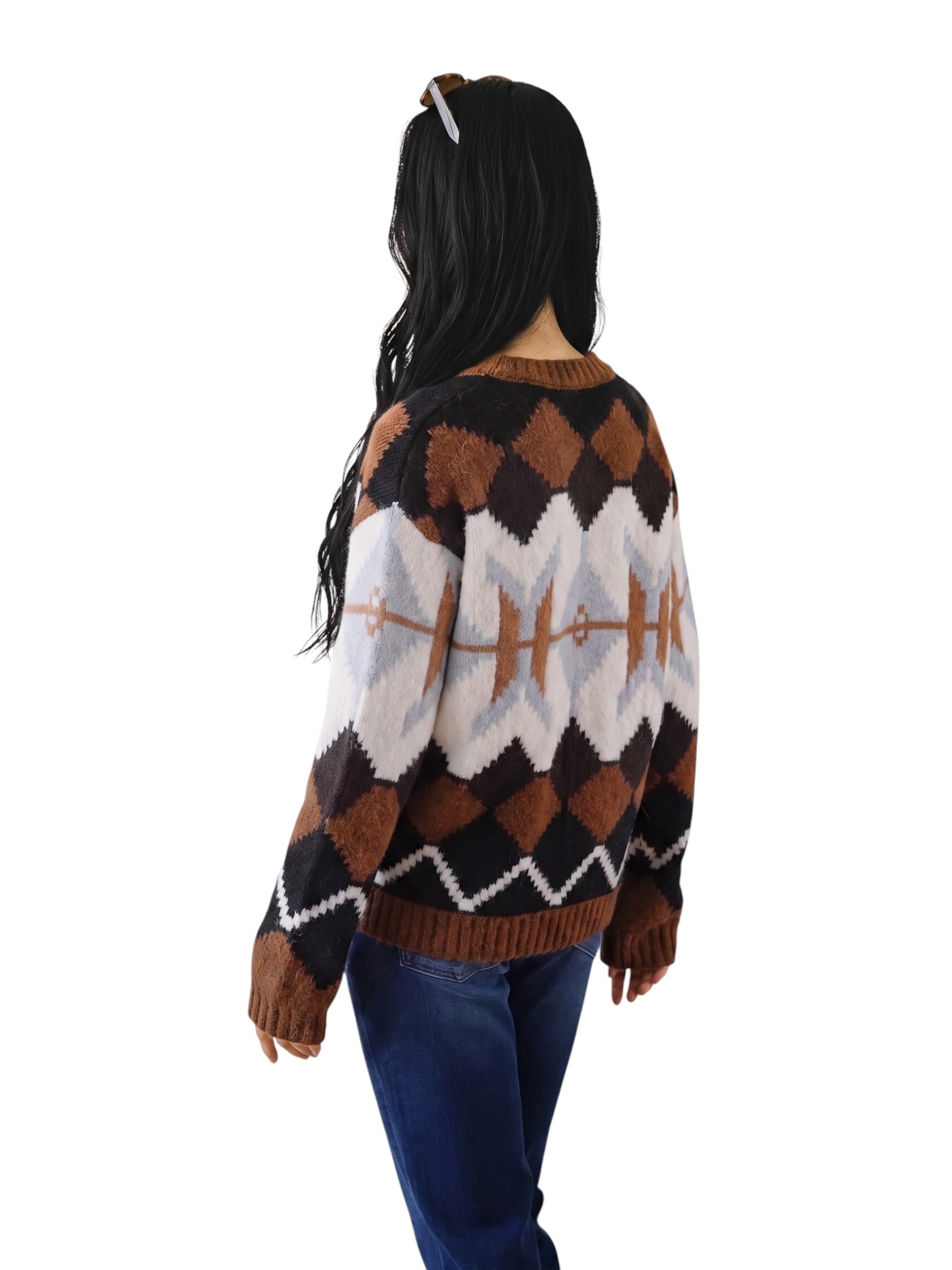 Fair-Isle-Jacquard-Pullover mit Rautenmuster von Semicouture – Ansicht 2