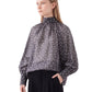 Graue transparente Punkte-Bluse mit Schleife von SoSue