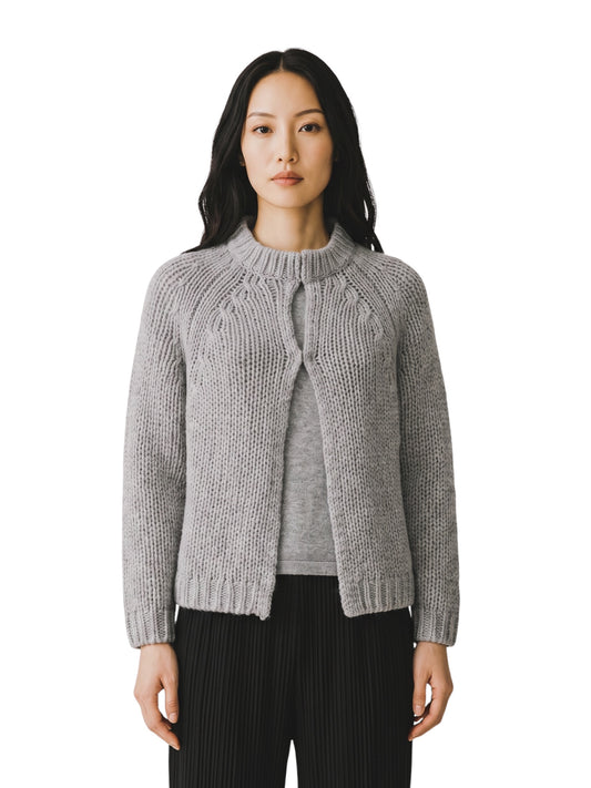 Grau melierte Kaschmir-Strickjacke von S.Marlon