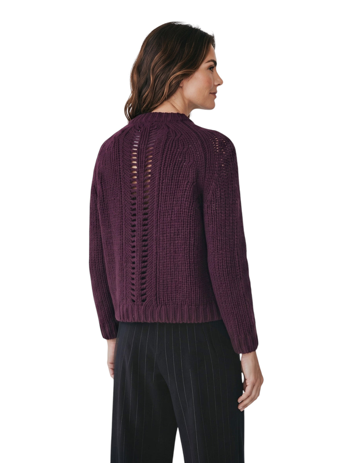 Bordeauxfarbene Cashmere-Strickjacke von S.Marlon – Ansicht 2