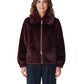 Pflaumenfarbene Kunstfell-Jacke mit Zobel-Kragen von Betta Corradi