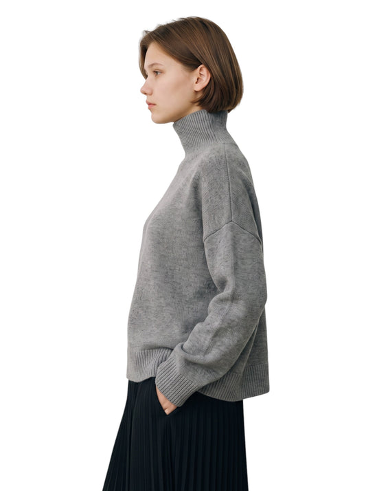 Grau melierter Rollkragenpullover aus Wolle von FFC