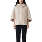 Beige wendbares Kunstfell-Cape mit Kapuze von Betta Corradi