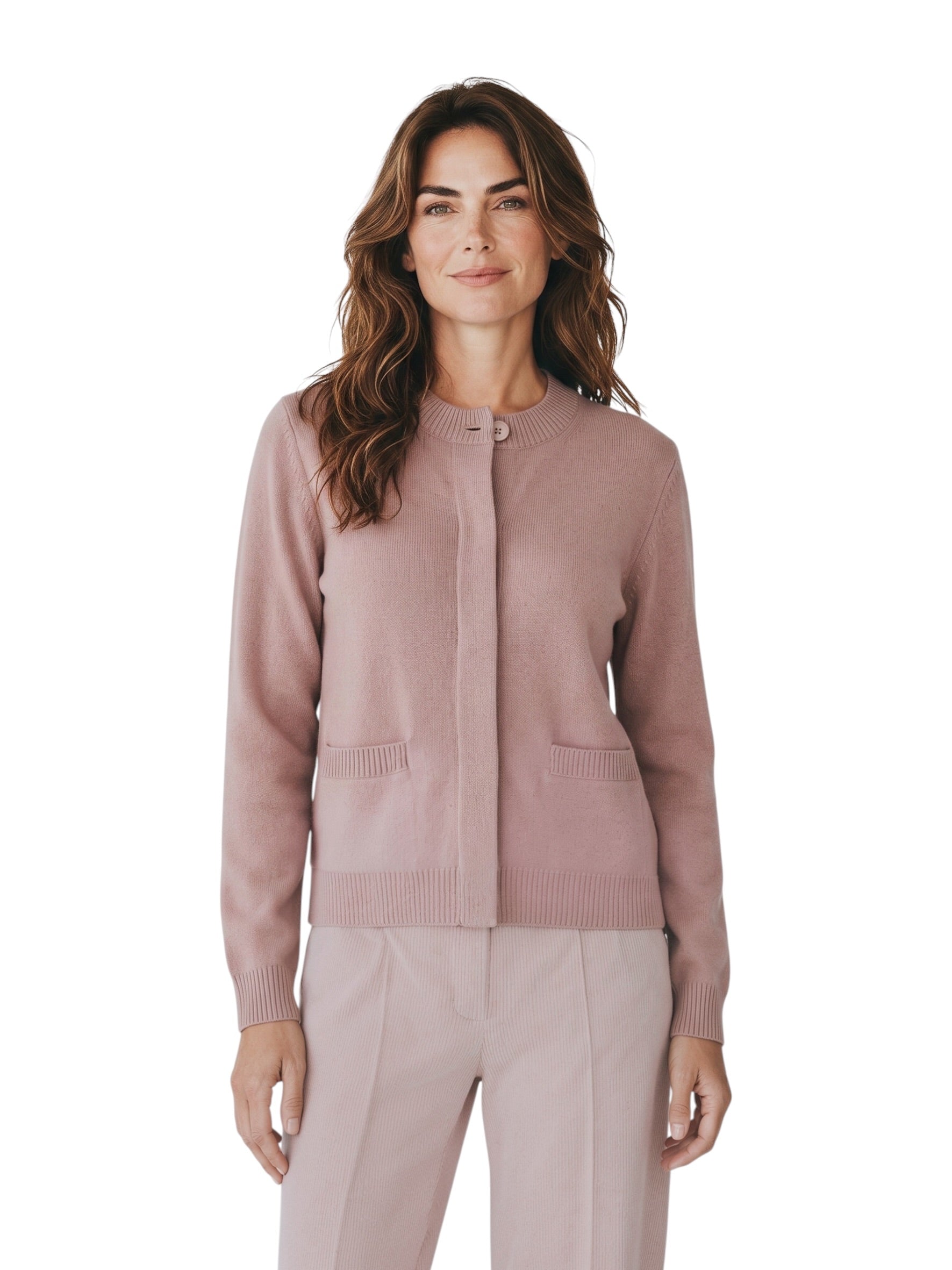 Puderfarbener Cardigan mit Pattentaschen von FFC