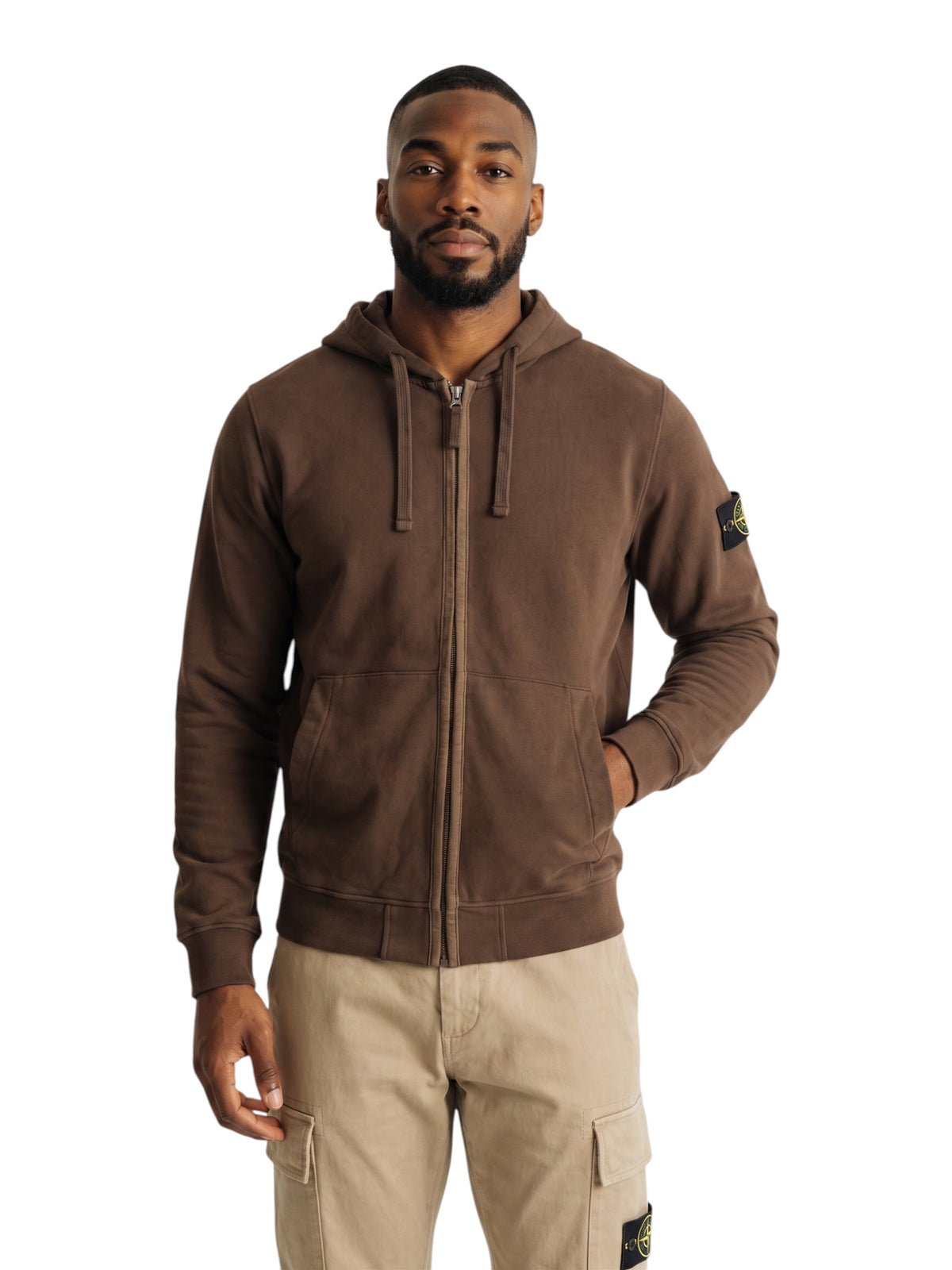 Braune Sweatjacke mit Kapuze von Stone Island