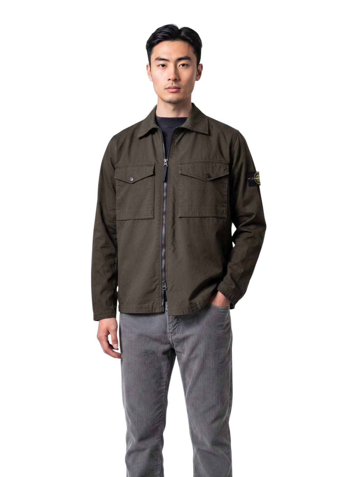 Dunkelbraunes Zip-Overshirt von Stone Island