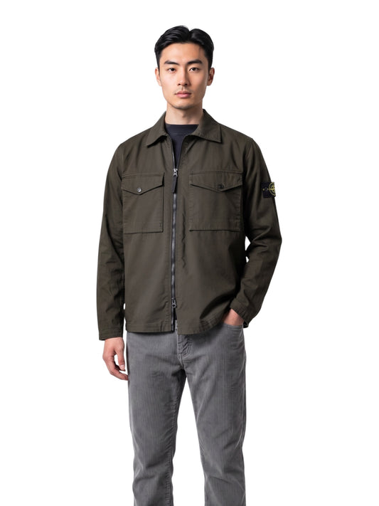 Dunkelbraunes Zip-Overshirt von Stone Island