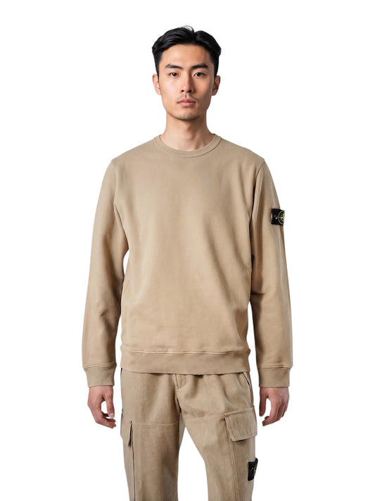 Beigefarbenes Sweatshirt mit Rundhalsausschnitt von Stone Island
