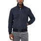 Dunkelblaue Lederjacke aus Veloursleder mit Shearling-Kragen von Corneliani