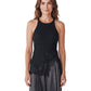 Schwarzes Ripp-Tanktop mit Spitzeneinsätzen von Dorothee Schumacher