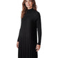 Schwarzes plissiertes Strickkleid aus Merinowolle von Hemisphere