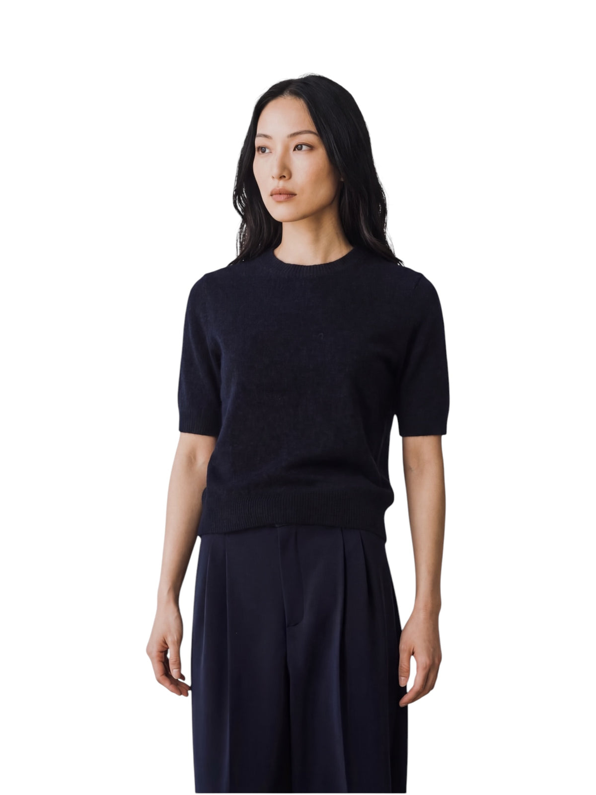 Schwarzer Kurzarmpullover aus Wolle und Kaschmir von Dorothee Schumacher