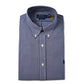 Dark blue/white checked buttondown shirt with elastane