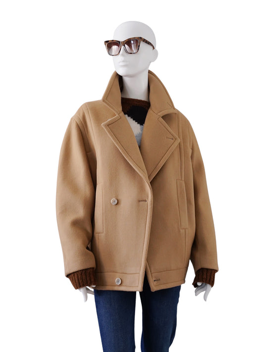 Camelfarbener Oversize-Caban mit Dolman-Ärmeln von Semicouture