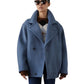 Taubenblauer Oversize-Caban mit Dolman-Ärmeln von Semicouture