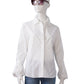 Weiße Bluse mit twisted Ballon-Manschetten