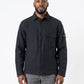 Graublaues Overshirt aus gekochter Wolle mit Used-Kanten von Stone Island