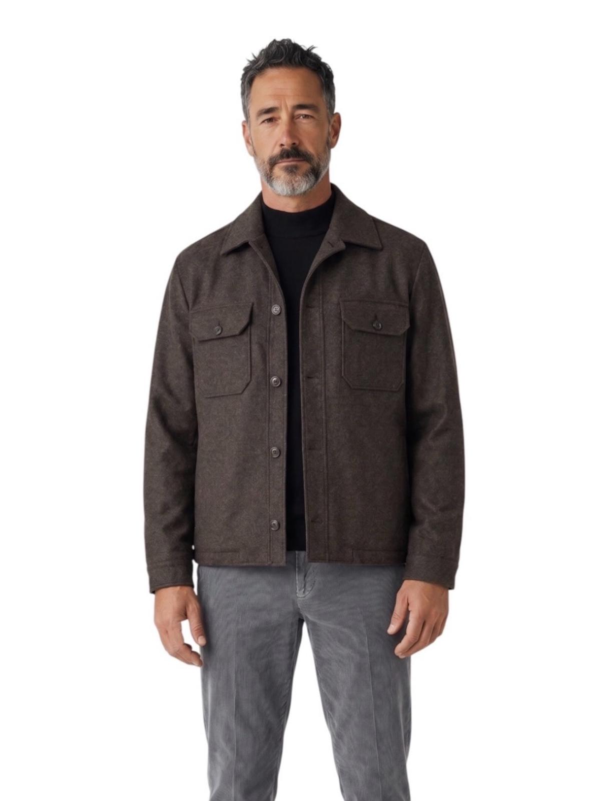 Braun meliertes Overshirt aus Wollflanell mit Kaschmir von Corneliani