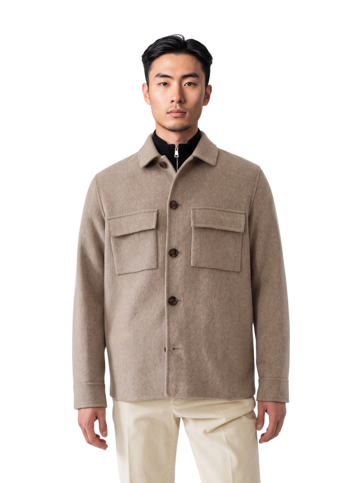 Beigemeliertes Overshirt aus Wollmischgewebe von Galà