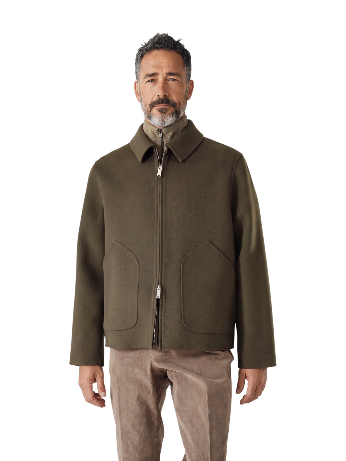 Olivgrüner Blouson aus Wollgewebe von Slowear