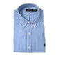 Blau/Weiß gestreiftes Buttondown-Hemd mit Elastan
