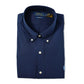 Dark blue button-down shirt with elastane