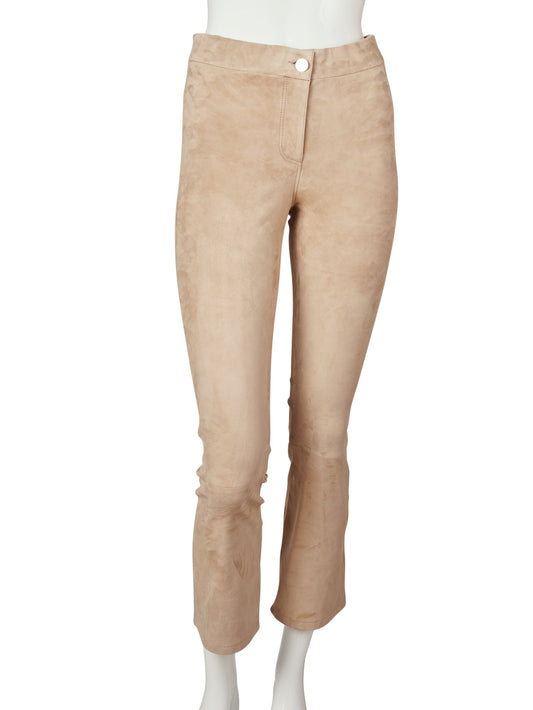 Verkürzte Veloursleder-Leggings in Braun von Arma